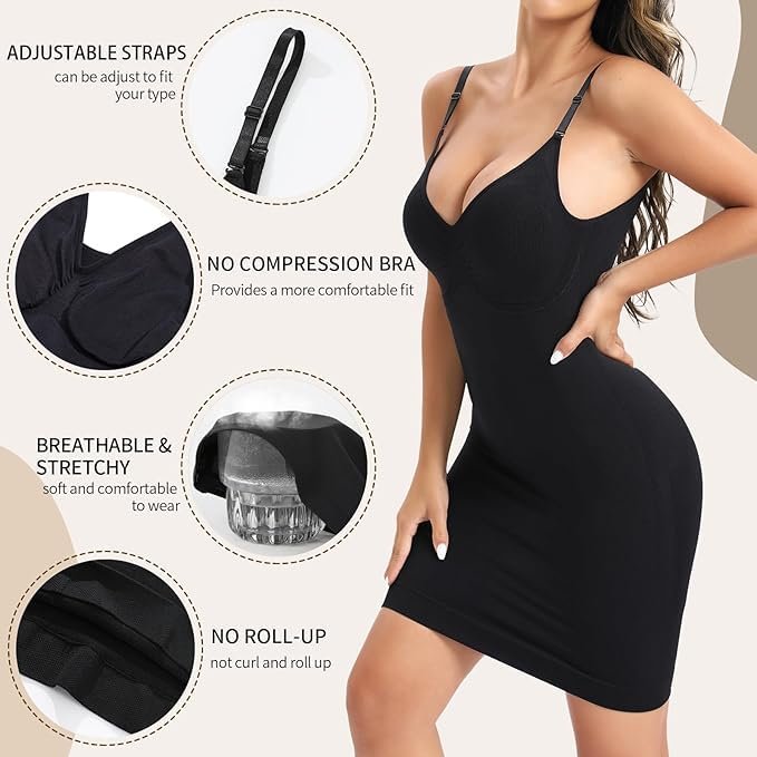ALYNE black sleeveless body shaper with adjustable shoulder straps