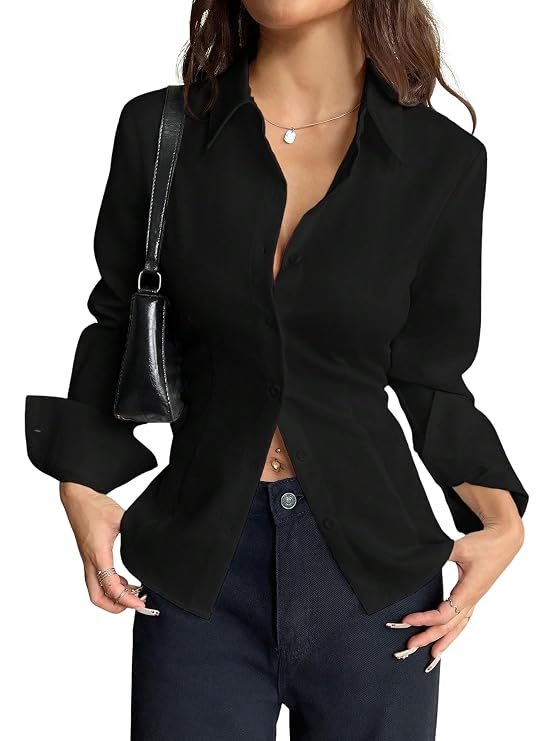 Aahwan black fitted shirt for women