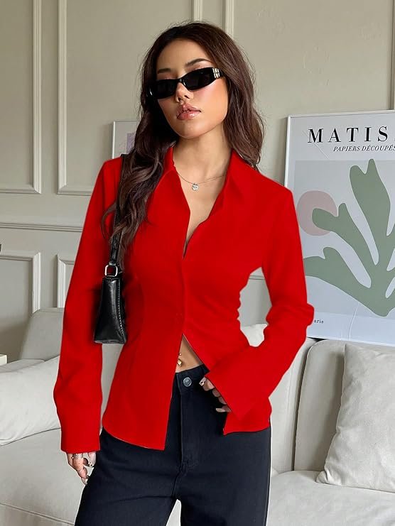 Aahwan red fitted shirt for women