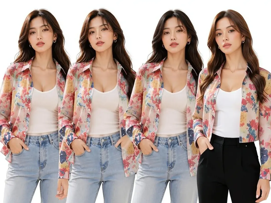 Abstract Brush-Stroke Print Button-Down Shirt with Full Sleeves