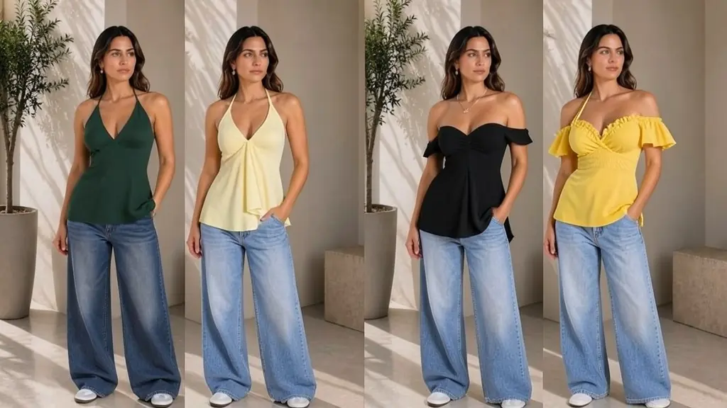 Asymmetric Halter Neck Top – Sleeveless Flowy Crepe Tie-Up Back