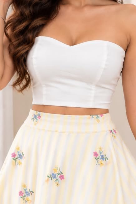 Aurovik white strapless sweetheart neck tube top front view