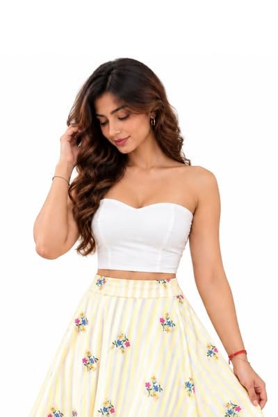 Aurovik white strapless sweetheart neck tube top for women