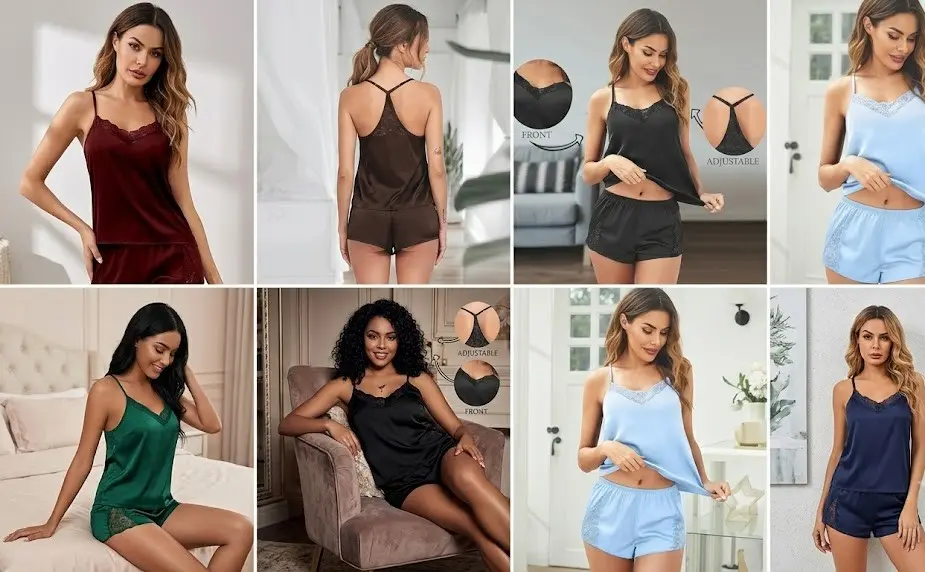 BROIDEN lace cami shorts set pairs a V-neck cami with delicate lace patchwork