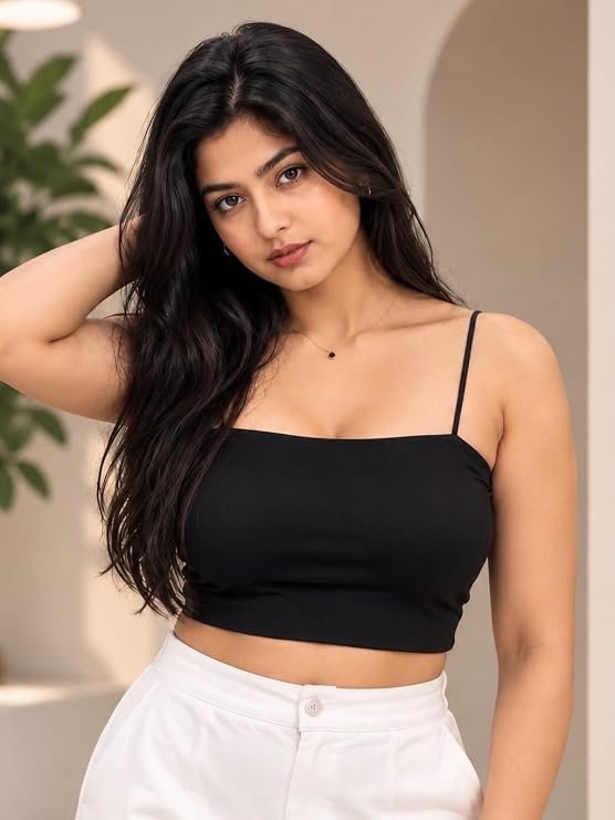 Aurovik black square neck sleeveless crop top