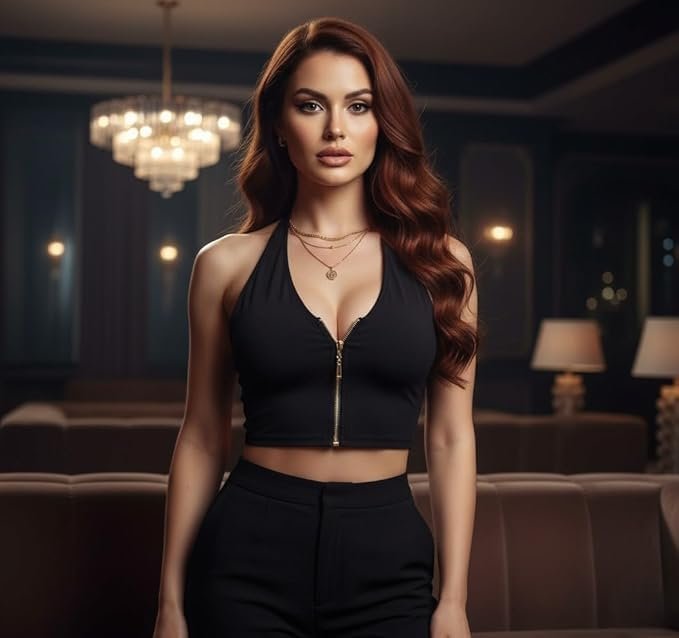 Black deep V backless halter party crop top for women