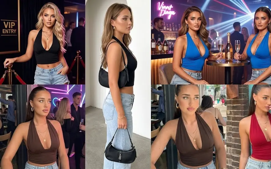 Deep V Halter Party Tank Top – Sleeveless Backless Fitted Crop Top