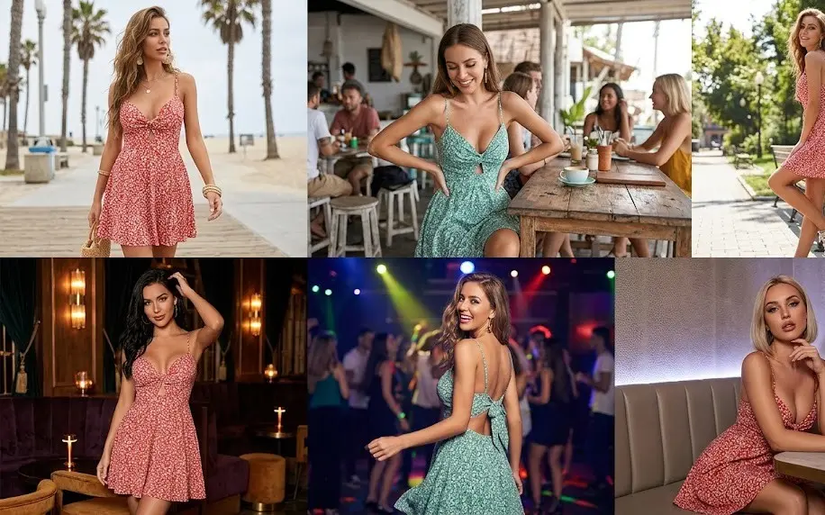 Floral Fit and Flare Mini Dress – Twist Front Cut Out Backless dress for women