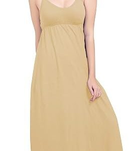 Full Slip with Built-in Bra for Women – Beige Front View