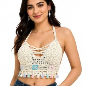 HAVELYN off white granny square crochet halter top