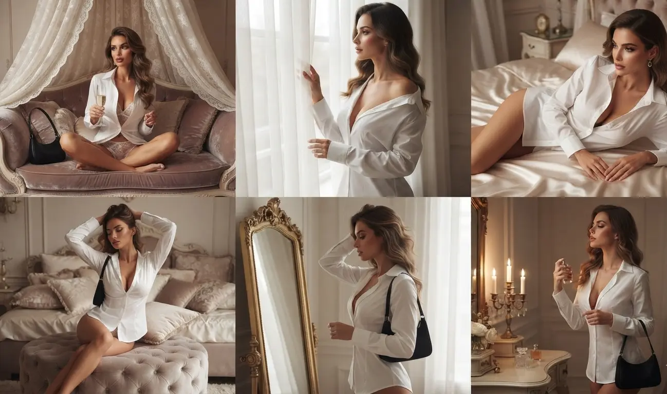White fitted shirt for women with classic collar, button-down front and tailored waist