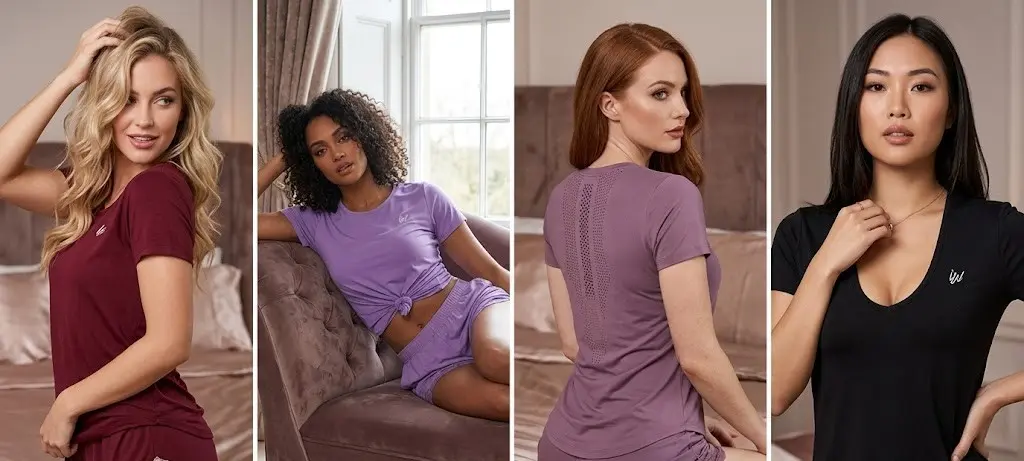 Plum purple quick dry gym t-shirt for women with half sleeves, scoop neck and curved hem