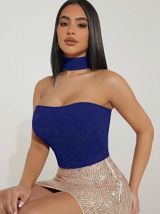 KATECLO blue strapless tube top front view
