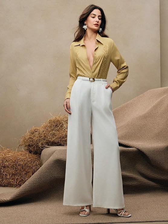 LITZO yellow oversized shirt for women