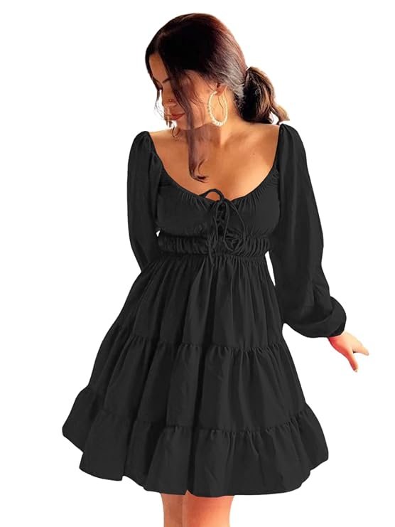 Leriya Fashion beige puff sleeve mini dress