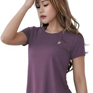 Nexus Apparels purple quick dry gym T-shirt for women