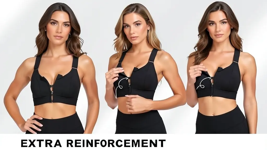 Padded Zip Front Workout Bra with Adjustable Straps and Criss Cross Back