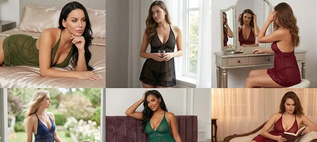 Plunging Halter Neck Framed in Floral Lace