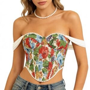 SANNIDHI vintage floral corset top for women