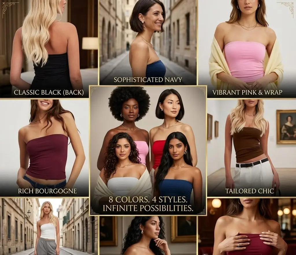 SIGHTBOMB SOFTLINE Bandeau Top for Women – Seamless Double-Layer Off-Shoulder Top