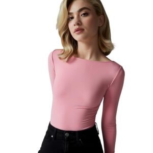 SIGHTBOMB SOFTLINE Boat Neck Cuddle Tee pink full-sleeve top for women