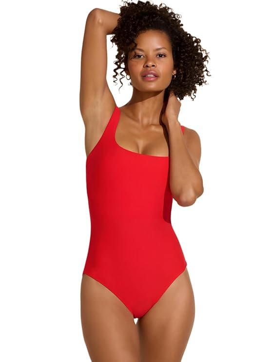 SIGHTBOMB SOFTLINE red square neck seamless bodysuit for women