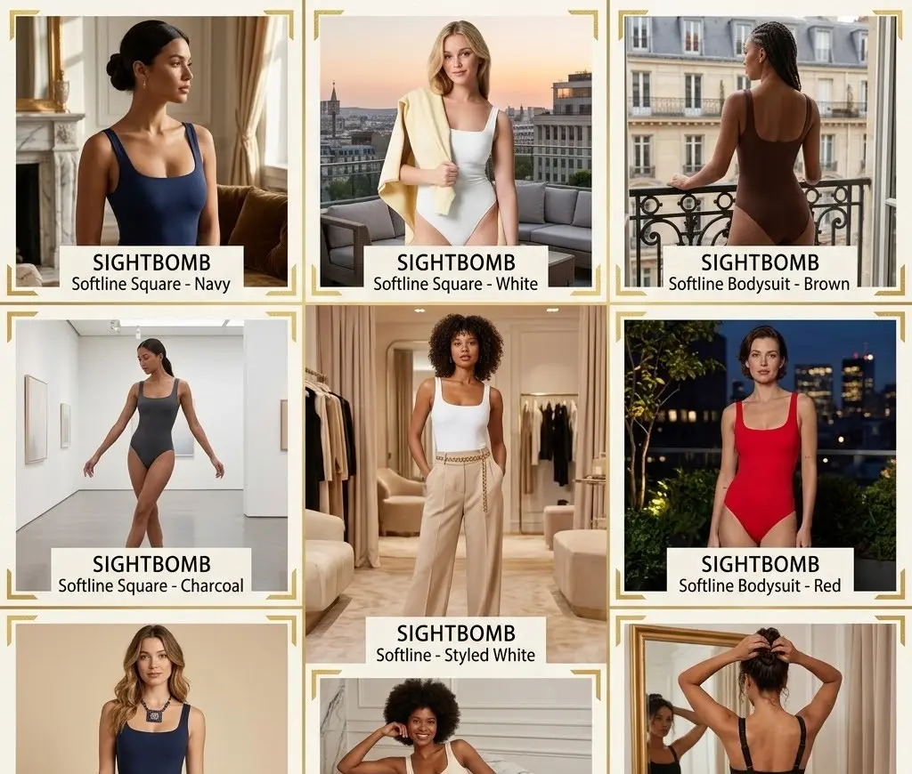 SIGHTBOMB SOFTLINE Square Neck Bodysuit for Women – Seamless Tummy Control Shapewear