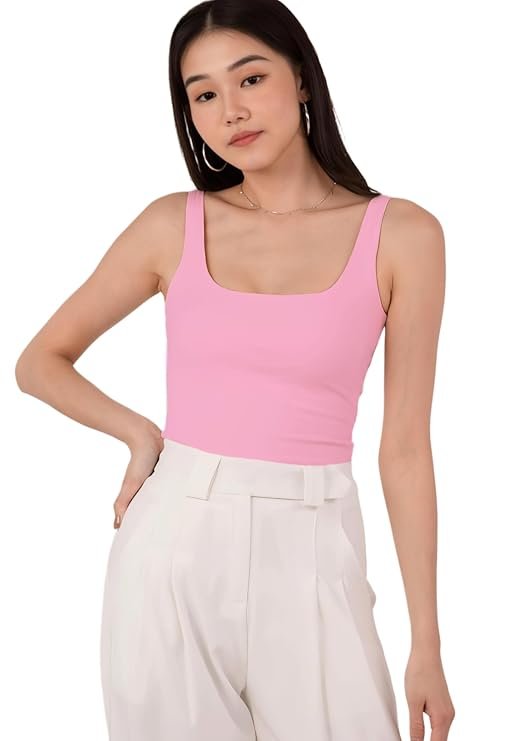 SIGHTBOMB SOFTLINE light pink square neck tank top for women