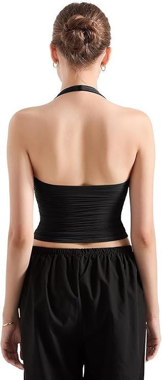 SIGHTBOMB square neck tank top women's back view black