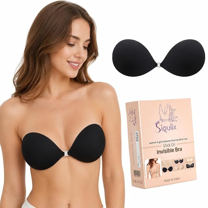 SIQULIX black stick-on bra for backless dresses product view