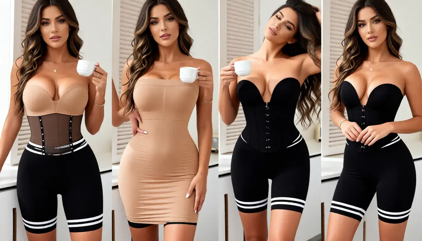Shapewear Bodysuit For Women– Mid-Thigh Body Shaper with Crotch Opening and Removable Straps