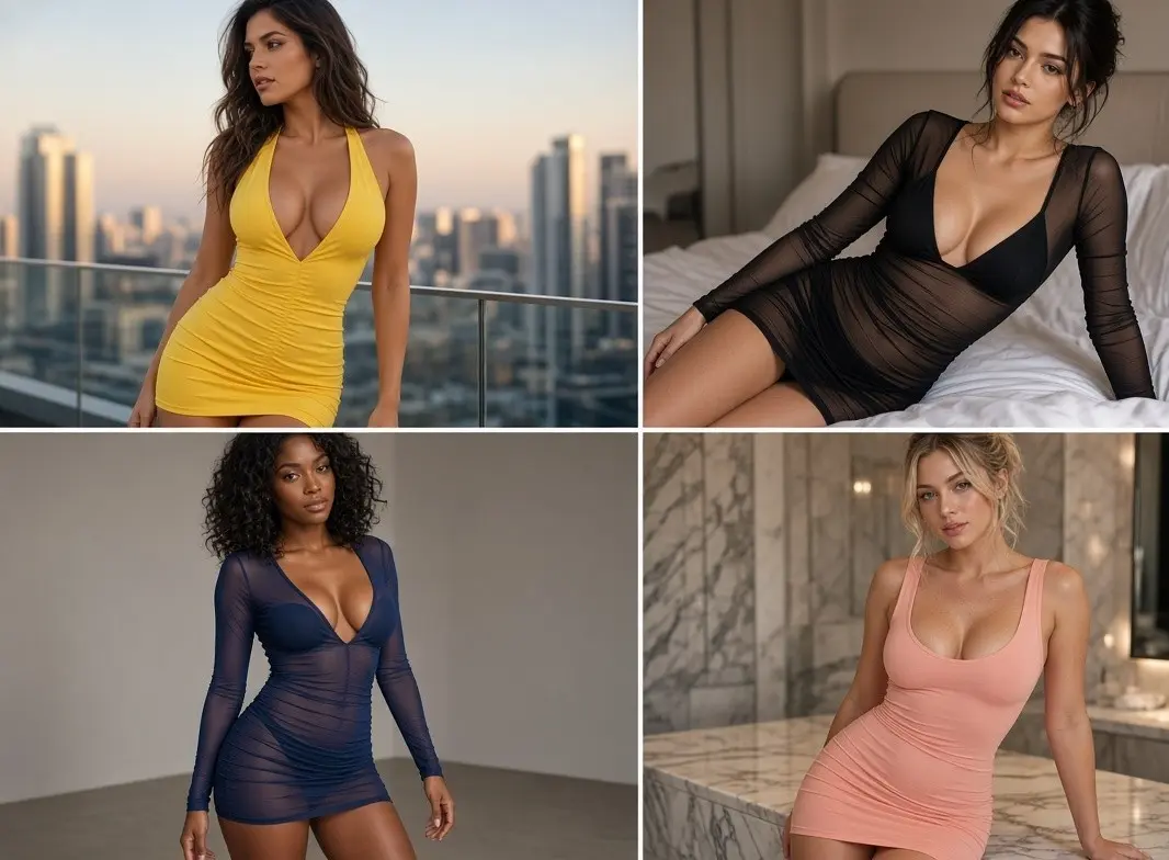 Sheer Net Babydoll – Stretch Mesh Lingerie Dress