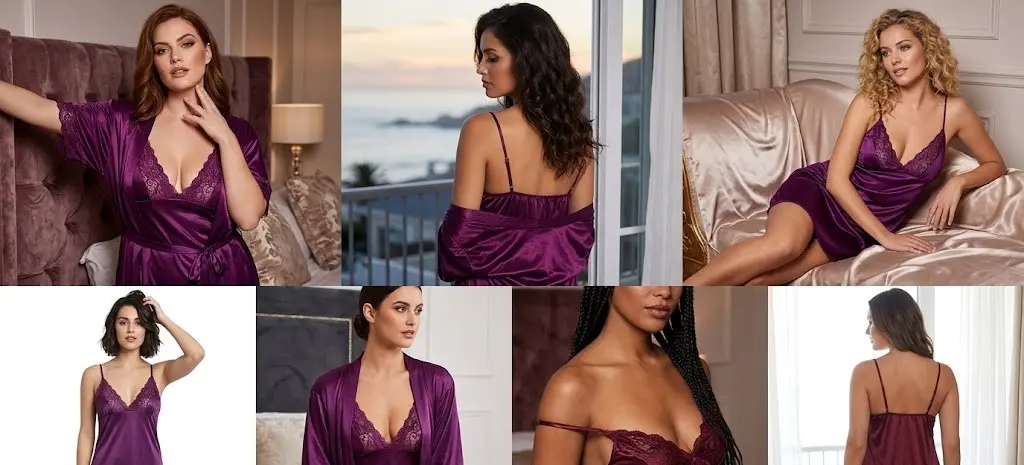 Short Bridal Nightdress with Lace V-Neck and Lace Hem