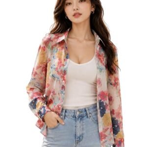TAGAS multicolour printed satin shirt for women