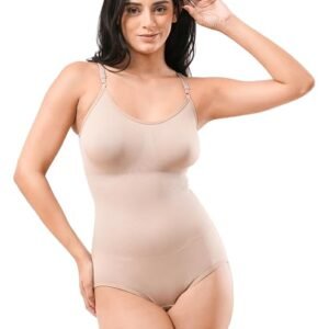 Thong Shapewear Bodysuit for Women – Beige Front View