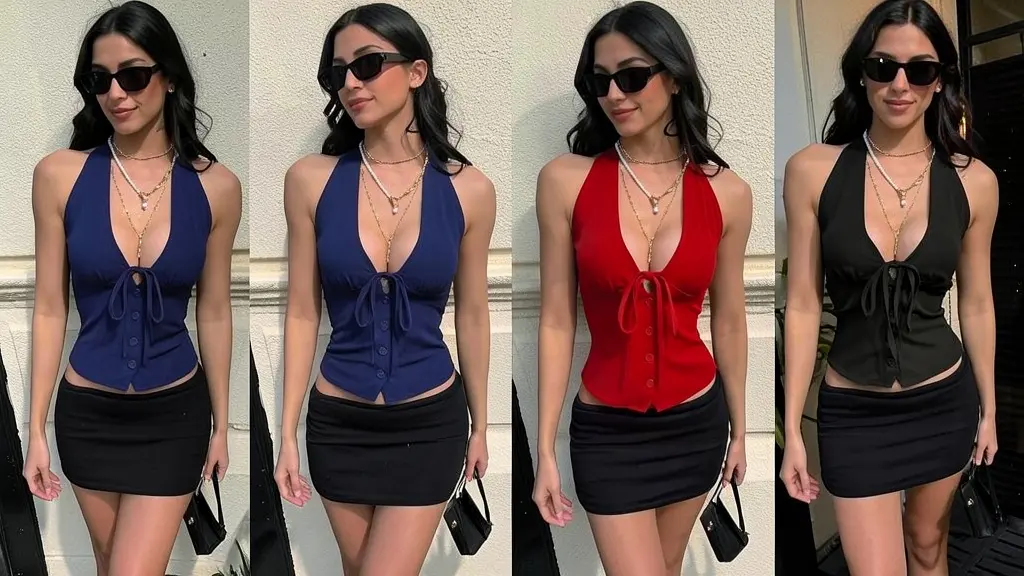 Tie Front V Neck Backless Corset Tank Top- Y2K Low Cut Crop Bustier for Women
