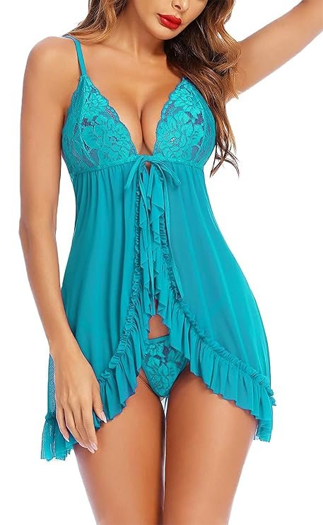 XS and Os sky blue lace babydoll lingerie