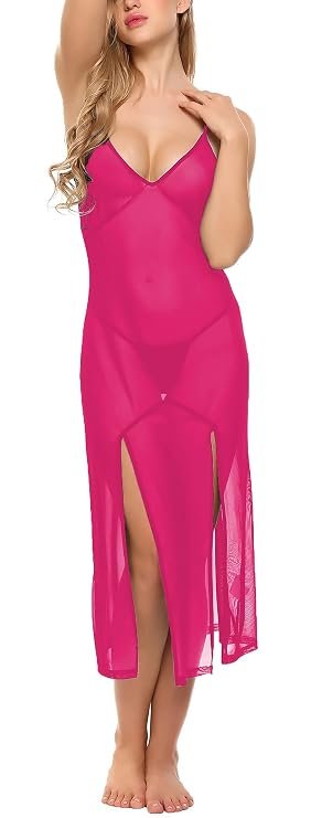 XS and Os hot pink sheer maxi nightgown