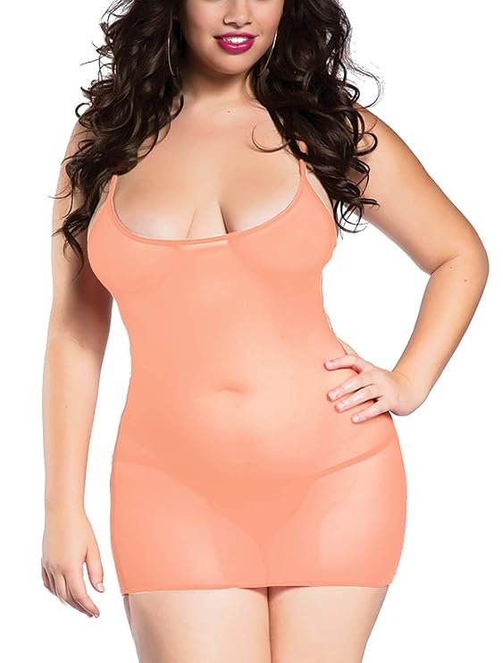 XS and Os peach sheer net babydoll for women