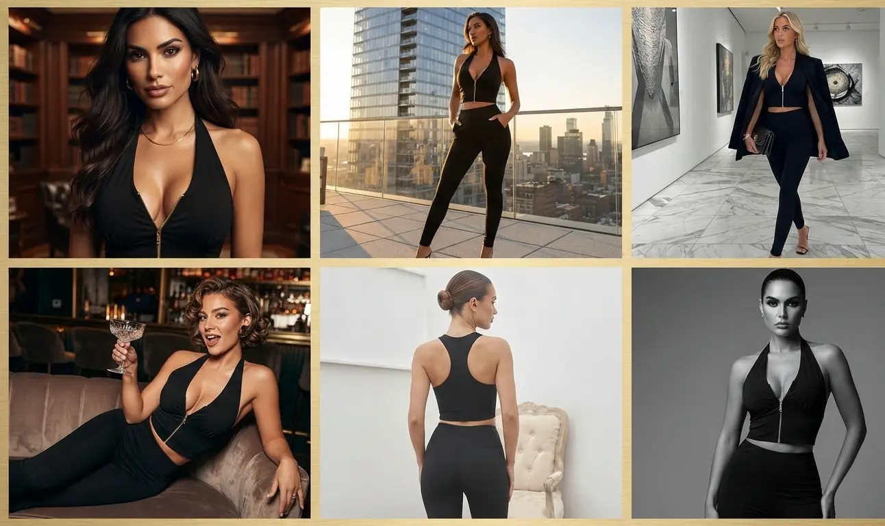 Zip Front Halter Crop Top versatile for club wear, party and nightout