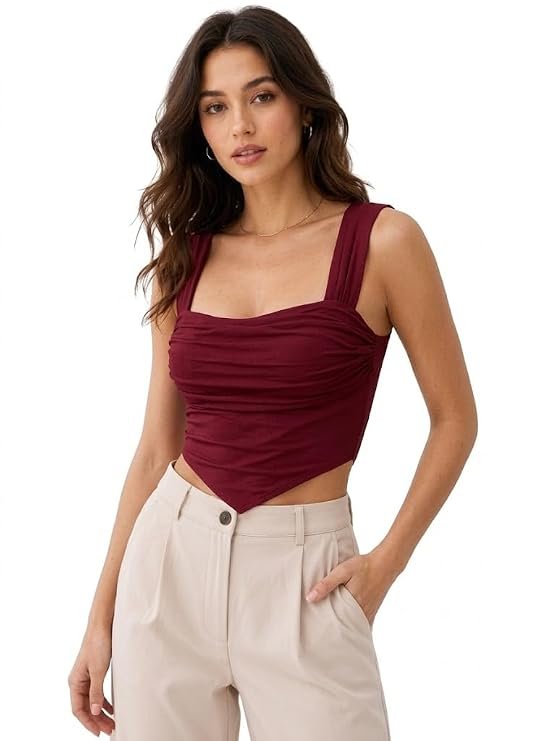 THUMBA ENTERPRISE maroon sleeveless crop top