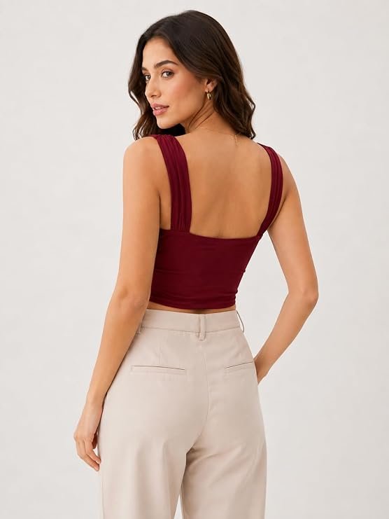 THUMBA ENTERPRISE maroon sleeveless crop top back view